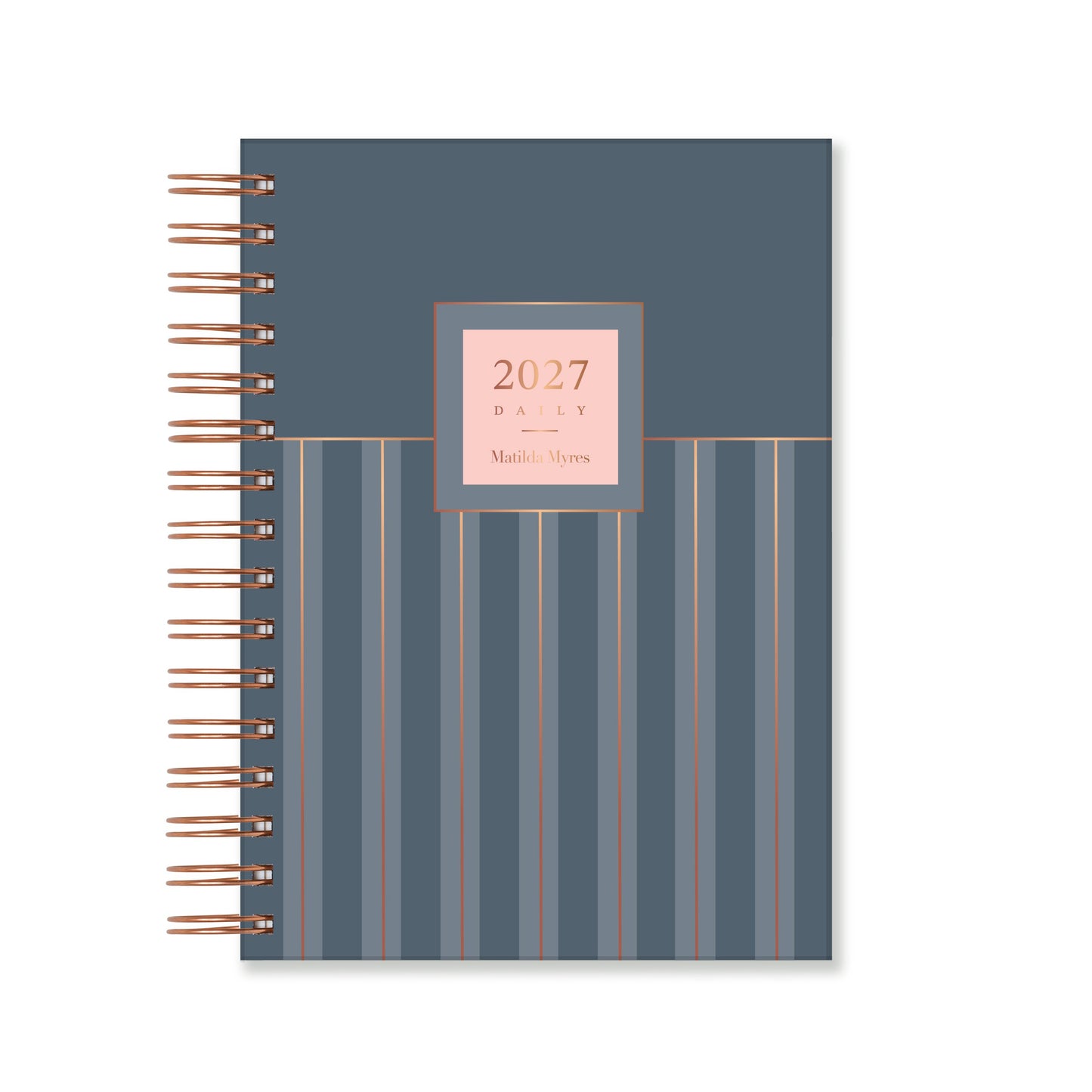 Matilda Myres | 2027 Diary - A5 Daily Planner with Rose Gold Wiro | Day-to-Page in Grey