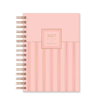 Matilda Myres | 2027 Diary - A5 Daily Planner with Rose Gold Wiro | Day-to-Page in Pink