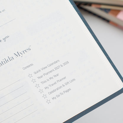 Matilda Myres | 2027 Diary - A5 Daily Planner with Rose Gold Wiro | Day-to-Page in Grey
