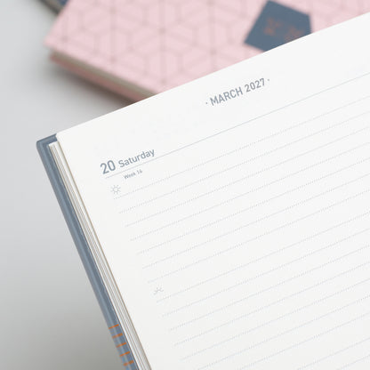 Matilda Myres | 2027 Diary - A5 Daily Planner with Rose Gold Wiro | Day-to-Page in Grey