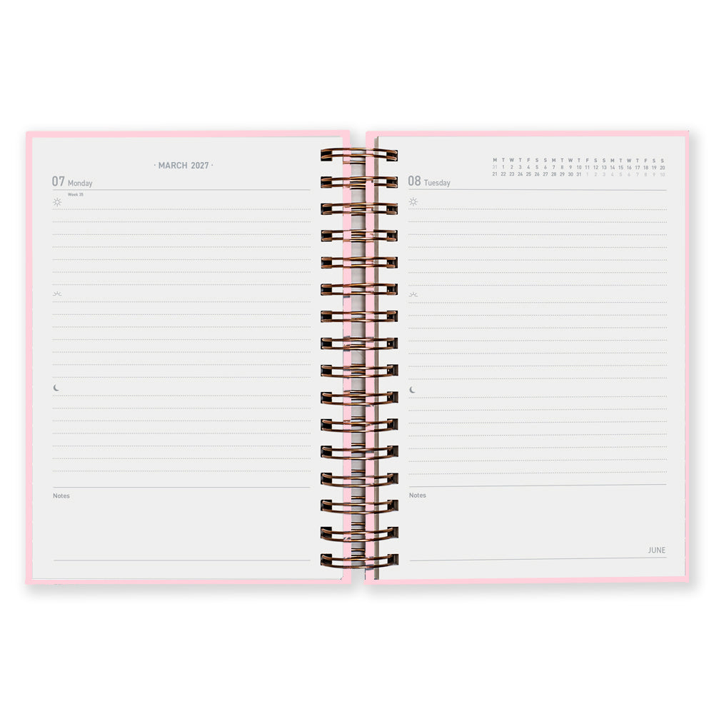 Matilda Myres | 2027 Diary - A5 Daily Planner with Rose Gold Wiro | Day-to-Page in Pink