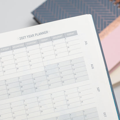 Matilda Myres | 2027 Diary - A5 Daily Planner with Rose Gold Wiro | Day-to-Page in Grey