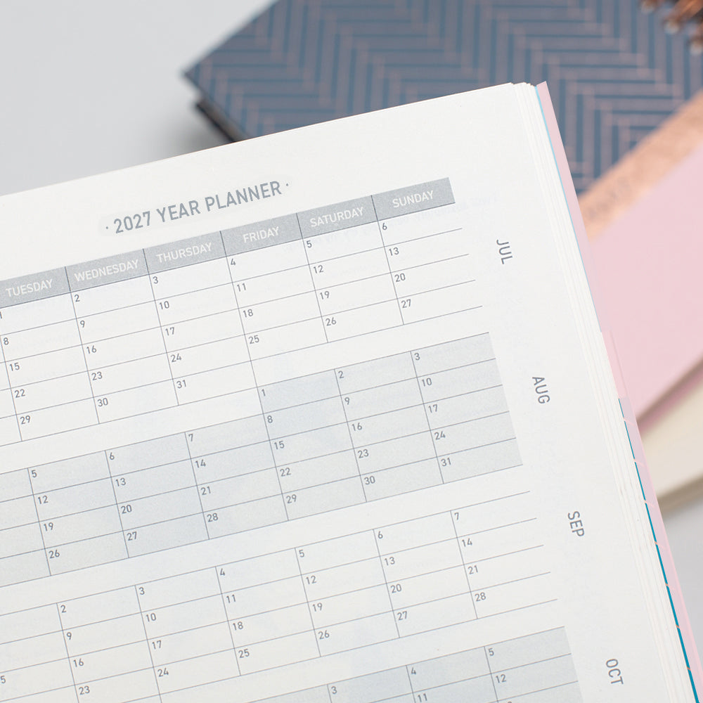 Matilda Myres | 2027 Diary - A5 Daily Planner with Rose Gold Wiro | Day-to-Page in Pink