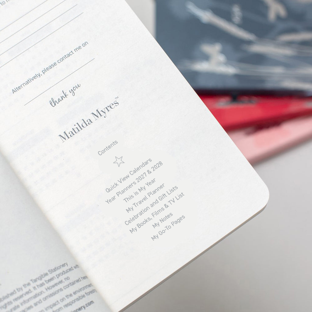 Matilda Myres | 2027 Diary - Slim Weekly Planner with Notes | Week-to-View in Red