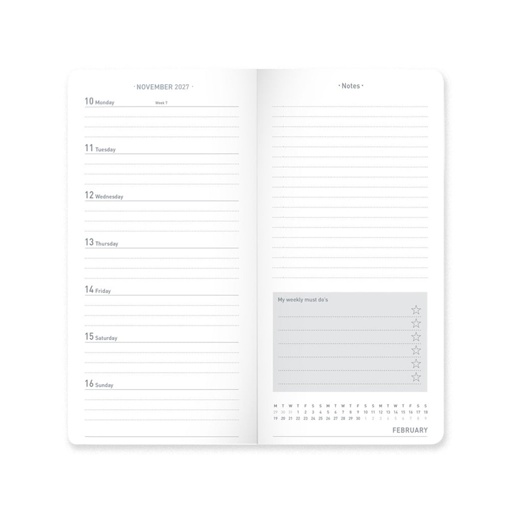 Matilda Myres | 2027 Diary - Slim Weekly Planner with Notes | Week-to-View in Blue