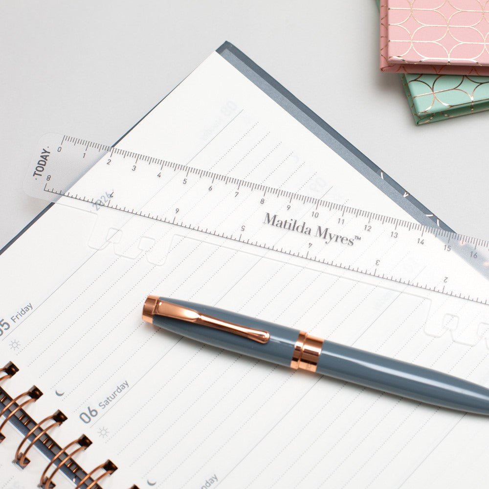 Matilda Myres | 2027 Diary - A5 Weekly Planner with Rose Gold Wiro | Week-to-View in Grey
