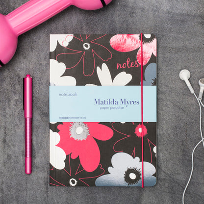 Matilda Myres | A5 Ruled Notebook | Floral | Black