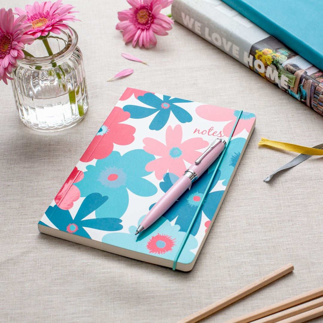 Matilda Myres | A5 Ruled Notebook | Floral | Teal