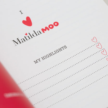 Matilda Moo | A5 Striped Notebook | Pink