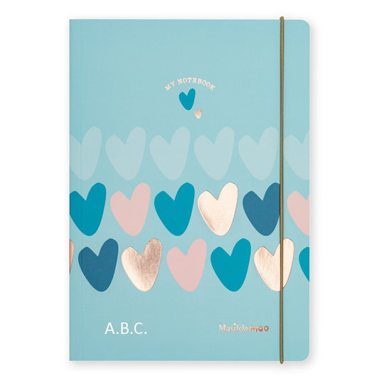 Matilda Moo | A5 Hearts Notebook | Blue