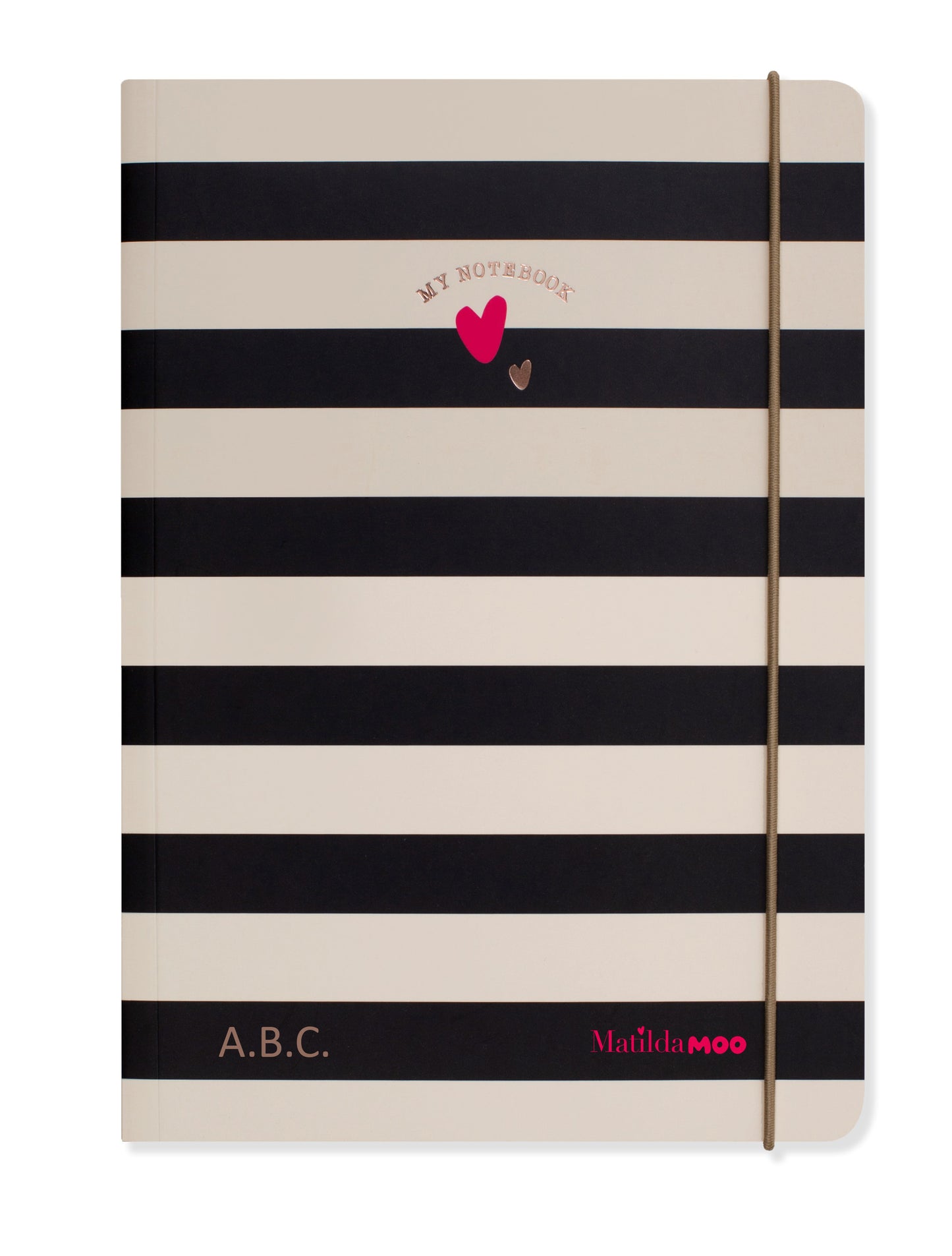 Matilda Moo | A5 Striped Notebook | Black