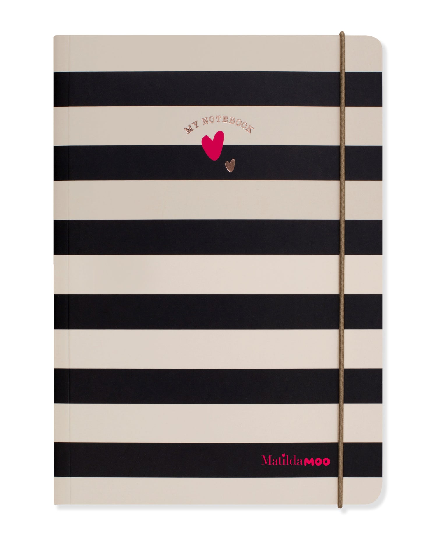 Matilda Moo | A5 Striped Notebook | Black