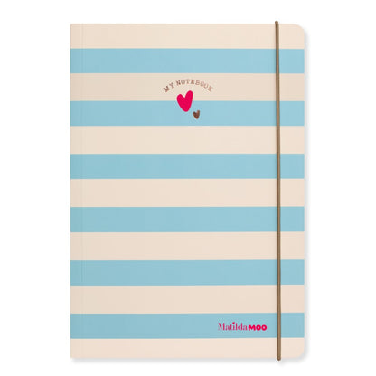 Matilda Moo | A5 Striped Notebook | Blue