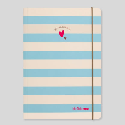 Matilda Moo | A5 Striped Notebook | Blue