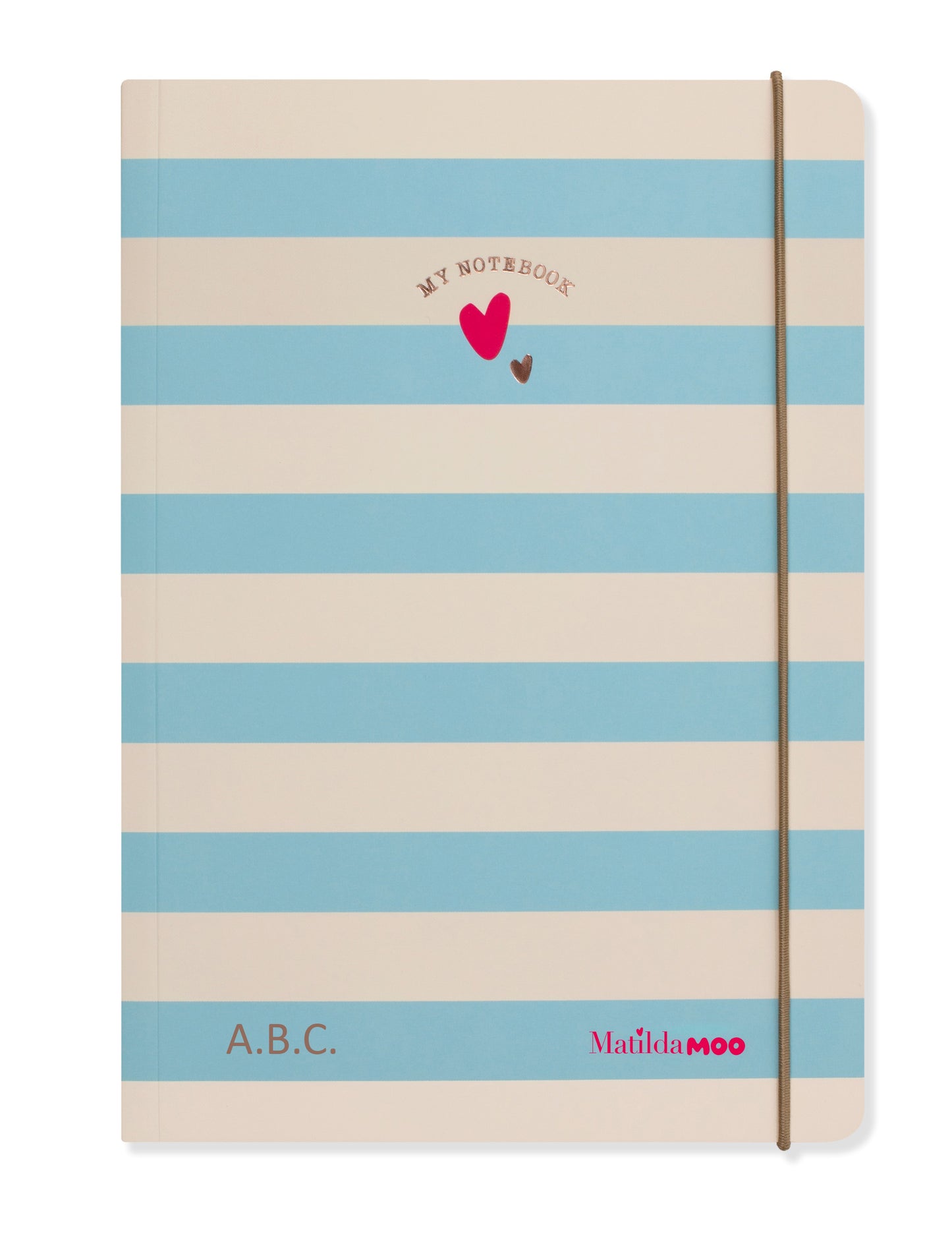 Matilda Moo | A5 Striped Notebook | Blue