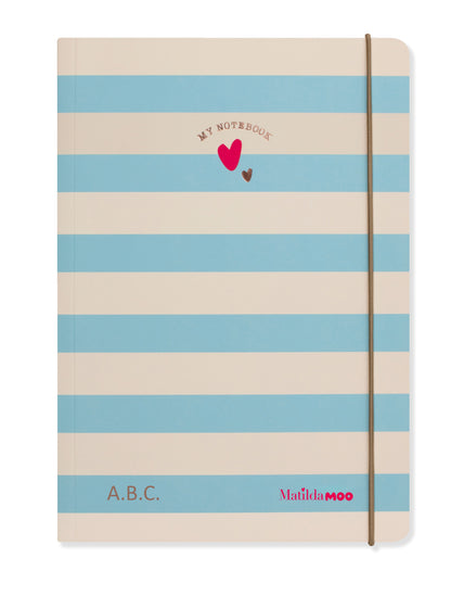 Matilda Moo | A5 Striped Notebook | Blue