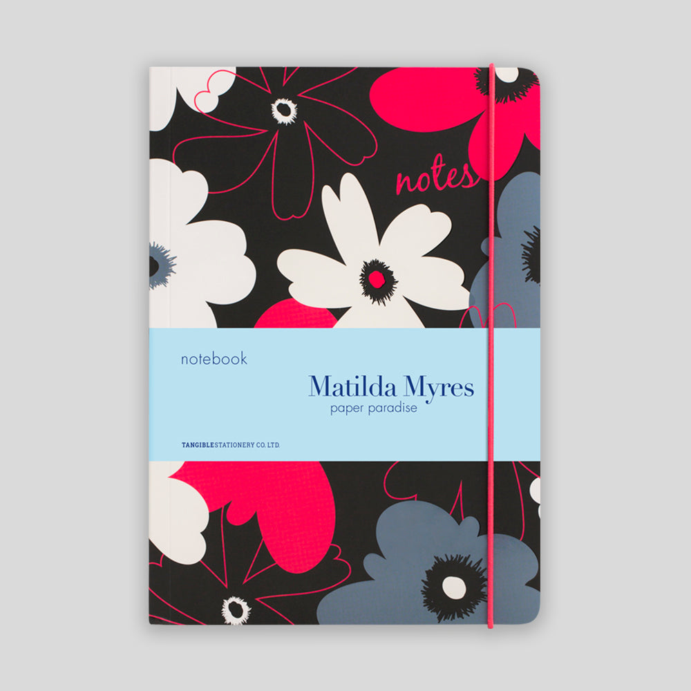 Matilda Myres | A5 Ruled Notebook | Floral | Black