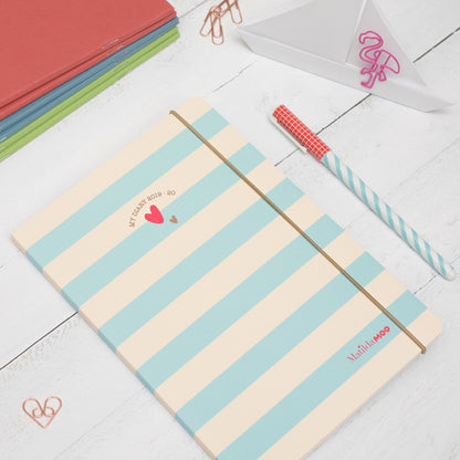 Matilda Moo | A5 Striped Notebook | Blue