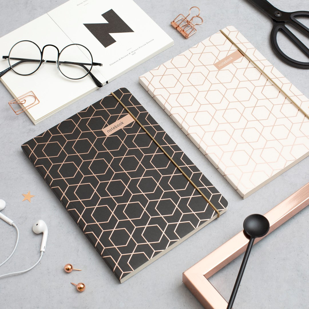 Matilda Myres | A5 Notebook with Rose Gold Foil | Black