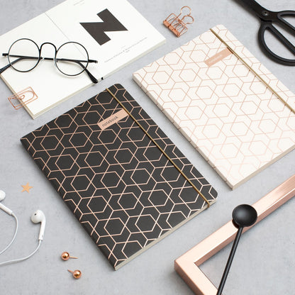 Matilda Myres | A5 Notebook with Rose Gold Foil | Black