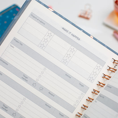 Matilda Myres | 2027 Diary - A5 Weekly Planner with Rose Gold Wiro | Week-to-View in Grey