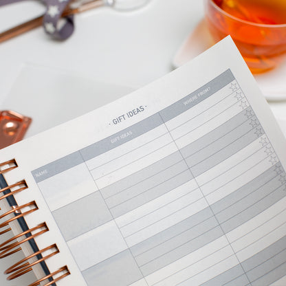 Matilda Myres | 2027 Diary - A5 Daily Planner with Rose Gold Wiro | Day-to-Page in Grey