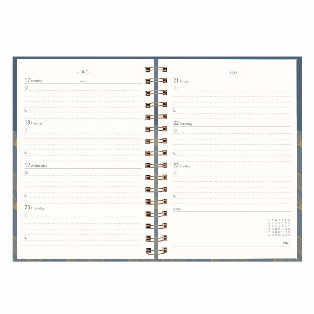 Matilda Myres | 2027 Diary - A5 Weekly Planner with Rose Gold Wiro | Week-to-View in Grey