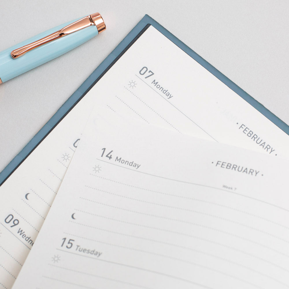 Matilda Myres | 2027 Diary - A5 Weekly Planner with Rose Gold Wiro | Week-to-View in Grey