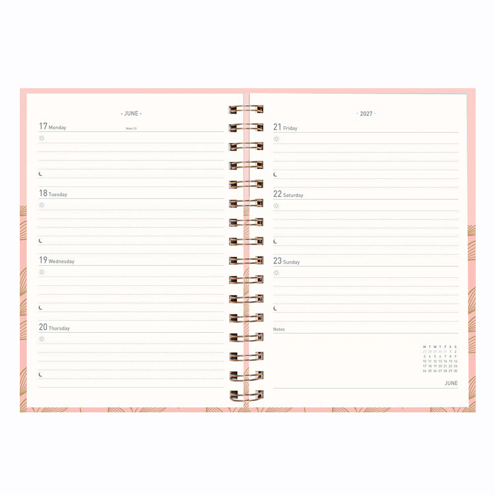 Matilda Myres | 2027 Diary - A5 Weekly Planner with Rose Gold Wiro | Week-to-View in Pink