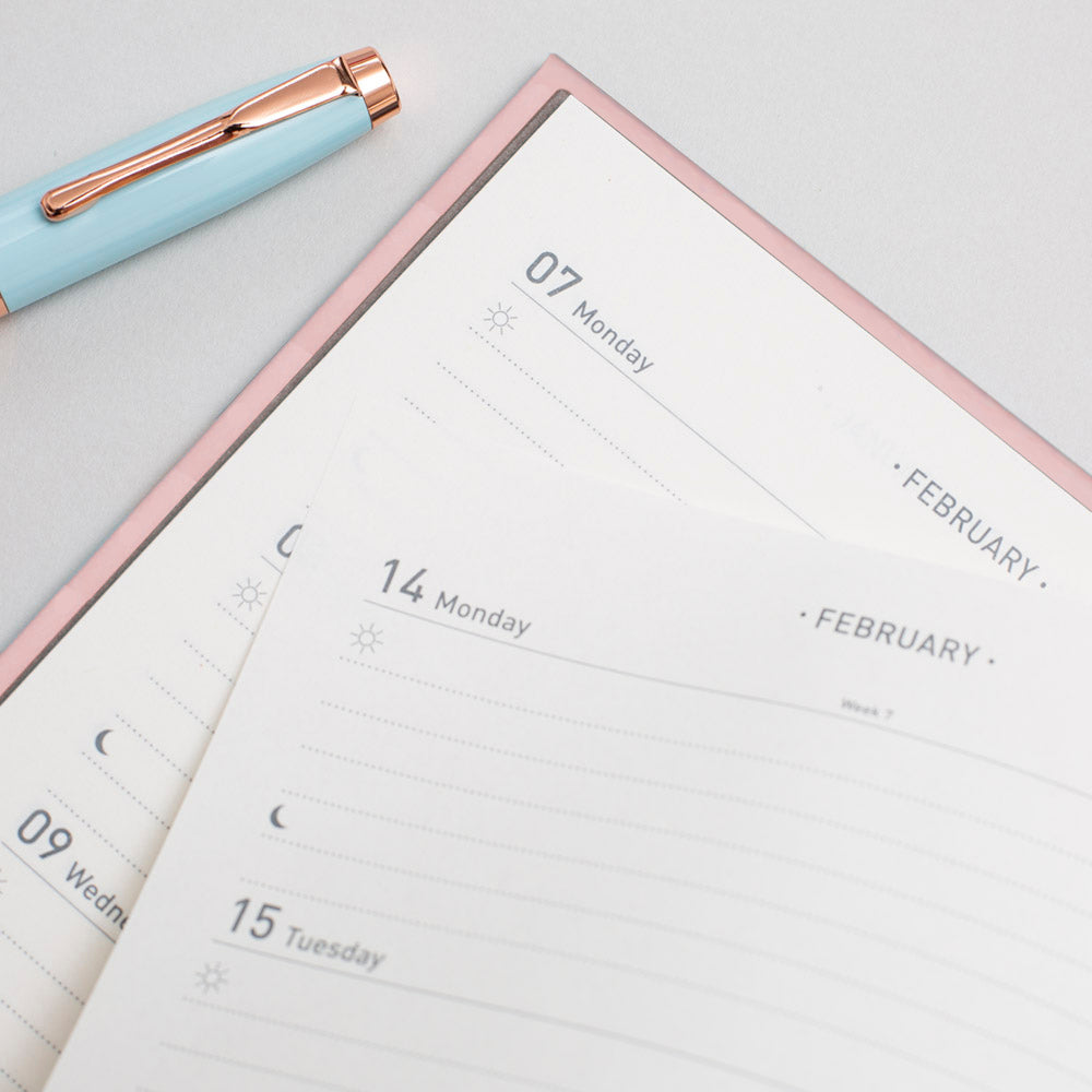 Matilda Myres | 2027 Diary - A5 Weekly Planner with Rose Gold Wiro | Week-to-View in Pink