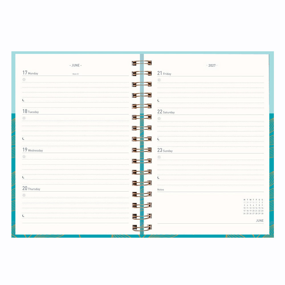 Matilda Myres | 2027 Diary - A5 Weekly Planner with Rose Gold Wiro | Week-to-View in Teal