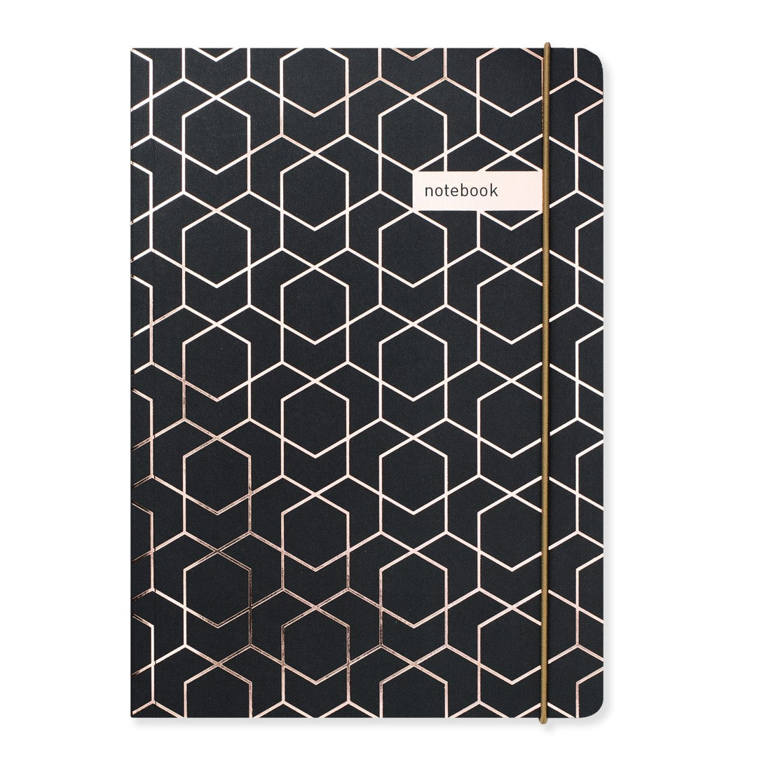 Matilda Myres | A5 Notebook with Rose Gold Foil | Black