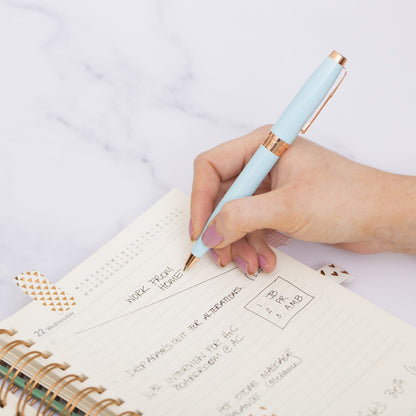 Matilda Myres | Ball Point Pen with Black Ink | Rose Gold & Blue