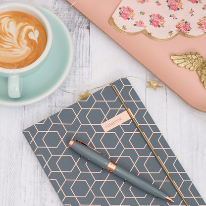 Matilda Myres | A5 Notebook with Rose Gold Foil | Grey