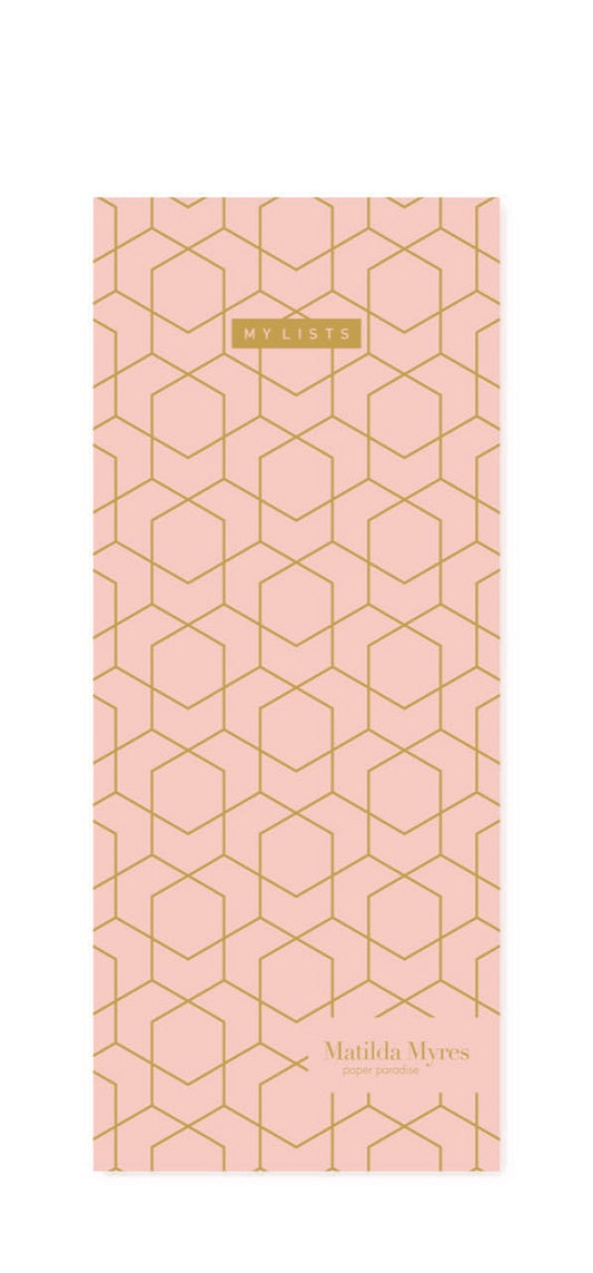 Matilda Myres | Slim List Pad with Magnetic Strip | Pink