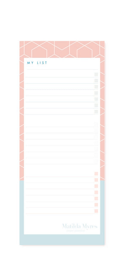 Matilda Myres | Slim List Pad with Magnetic Strip | Pink