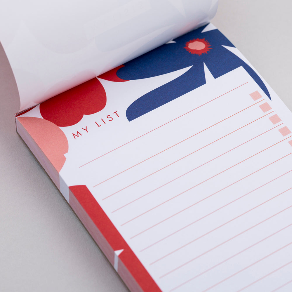 Matilda Myres | Slim List Pad with Magnetic Strip | Red Floral