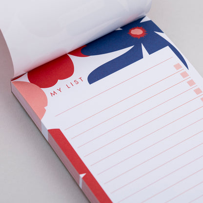 Matilda Myres | Slim List Pad with Magnetic Strip | Red Floral