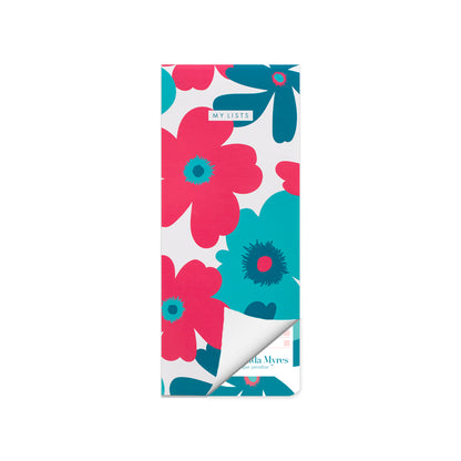 Matilda Myres | Slim List Pad with Magnetic Strip | Teal Floral